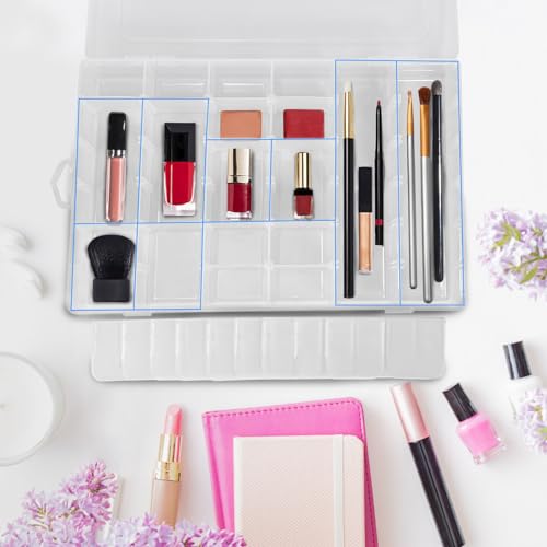 Image of Guyuyii 4 Pack 36-Grid Plastic Clear Organizer Box with Adjustable Dividers