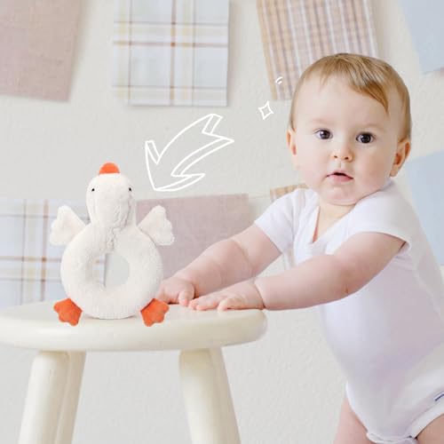 Image of Karenhi Goose White Stuffed Animal Little Stuffed Animal Praying Baptism Soft Plush Snuggle God's Toy Embroidered Religious Gifts for Boys Girl Baby Shower Mom Barnyard Nursery Decor Doll Toy