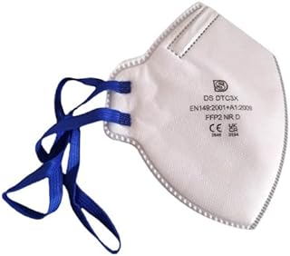 FFP2 NRD - Mascarilla (20 unidades, banda ajustable, máxima protección mediante prueba de polvo de dolomita, acolchado de espuma, embalaje individual en bolsa de polietileno, protección respiratoria