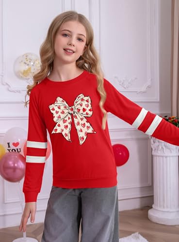 Image of Ithalt Kids Valentine Shirt Girls Valentines Shirts Cute Heart Graphic Long Sleeve Tee Tops 4-14y