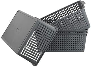 Gloreen Gray Plastic Weave Basket, Multipurpose Storage Basket For Organizer, Set of 4