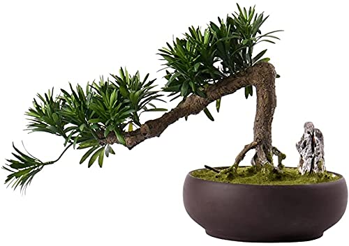 CAFIEDR Simulation Bonsai Tree Simulation Branches Realistic Green Leaves Creative Art Living Room Study Potted Ornaments.