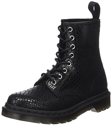 Dr. Martens Womens 1460W Originals Eight-Eye Lace-Up Boot, Black Hi Shine Snake, 8 M US/6 UK