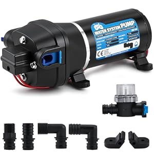 Mxmoonant Waterpomp, 12 V, membraan, 2,8 bar, 130 W, 17 l/min, zelfaanzuigend, met overspanningsbeveiliging, voor camper, caravan, boot, irrigatie, circulatie