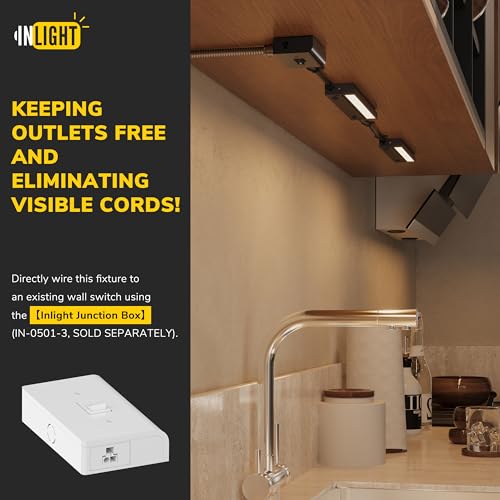 Image of GETINLIGHT 16-Inch Plug-in Swivel LED Under Cabinet Light, 2-CCT, White | 2700K warm white /4000K bright white, dimmable. Model: IN-0109-4-WH