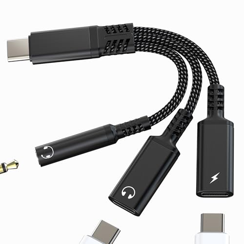 Adaptateur USB C vers audio 3,5 mm double charge répartiteur DAC de type C pour iPhone 16 15