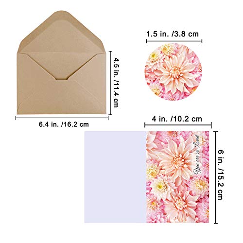 Winlyn 120 Sets Bulk Blank Valentine's Day Cards With Envelopes Stickers Assortment 8 Designs Of Tulips Daisies Flower Floral Cards Greeting Cards For Her Him Valentine's Day #TOP2