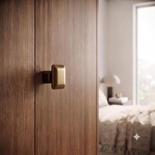 Image of JAGGER JAG401 Drawer Knobs for Home & Office - Durable and Elegant Stainless Steel Door Knob for Cabinets, Cupboards & Dressers (2, Brass Antique (Square))
