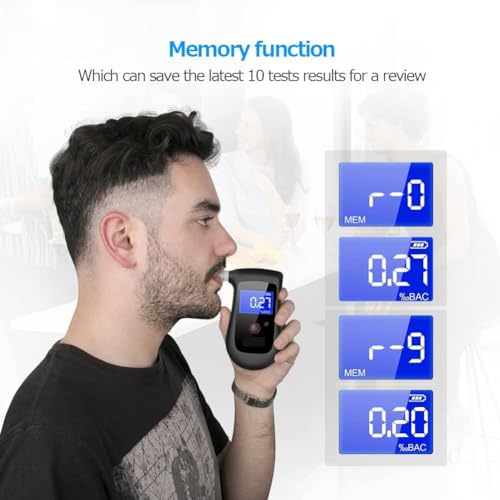 Image of Breathalyzer Rechargeable Alcohol Tester Breath Analyzer to Test Alcohol, Low Standby Current. Breath Test with 20 Memories
