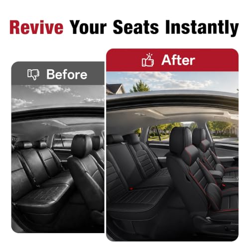 Image of Leather Deluxe Front Seat Covers for Toyota Camry 2015-2026, Black-Red