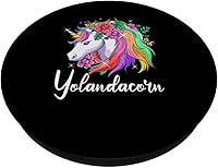 Vista 2 de Lindo Yolandacorn con nombre personalizado de unicornio Yolanda PopSockets Standard PopGrip