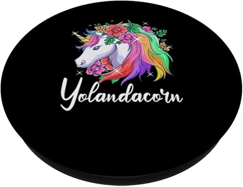 Miniatura 2 de Lindo Yolandacorn con nombre personalizado de unicornio Yolanda PopSockets Standard PopGrip