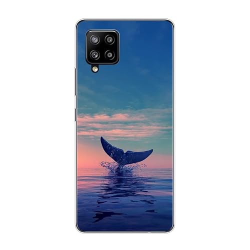 KARTXITAI Case Compatible with Samsung Galaxy A42 5G,Shockproof Slim Thin Silicone Protective Anti-Fingerprint Anti-Scratch Anti-Fall Phone Cover - Dolphins,Seaside