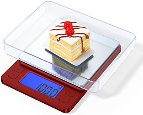 Digital Food Scale, Kitchen Scale for Food Ounces and Grams High Accuracy Mini Gram Scale for Cooking, Baking, Jewelry, Tare Function, 2 Trays, LCD Display