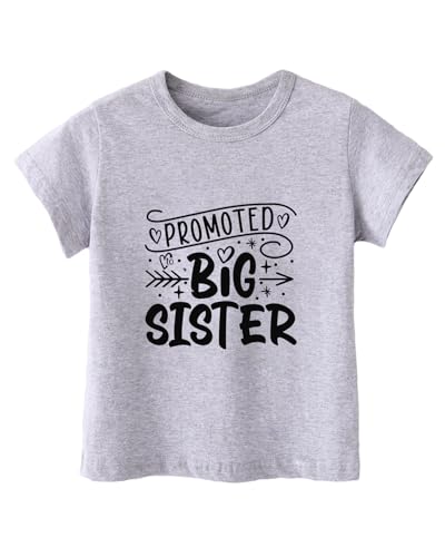 Habudda Big Sister Shirts for Girls Gifts Promoted to Big Sister Announcement Shirt Toddler 2-8T Cute Short Sleeve Cotton T-Shirt