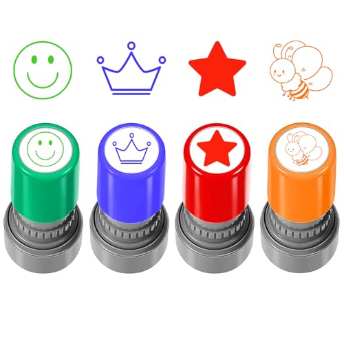 4 Stück Selbstfärbende Lehrer Stempel, Lob Ermutigung Kinder,...