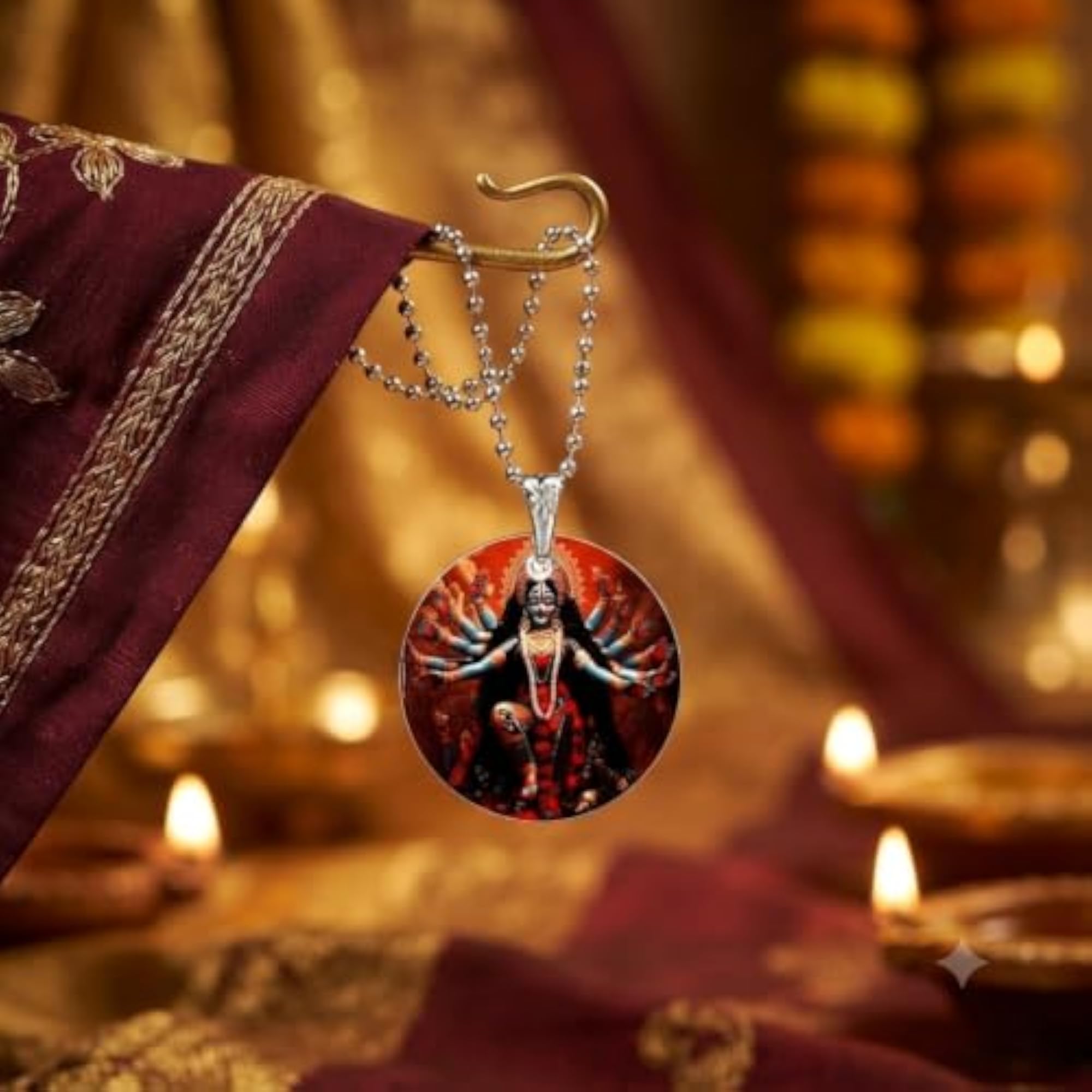 Maa Goddess Kali Red Acrylic Pendant Necklace