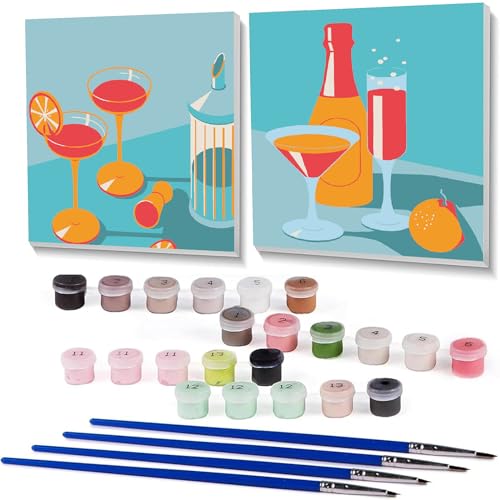 Fotasmua Kit de pintura emoldurada por números para adultos e crianças, kits de pintura acrílica fác