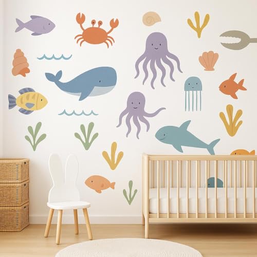 Vinilo decorativo de animales marinos para pared 40.6x40.6 cm miniatura 5