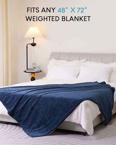 Image of Cover for Weighted Blanket 48x72, Removable Minky Dot Duvet Covers for Heavy Blankets with Zipper, Soft Double-Sided Crystal Velvet Machine Washable Cover, Double-Sided Printing