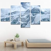 SIGNWIN 5 Panel Canvas Wall Art Snow Mountain for Home Decorations Ready to Hang - 60