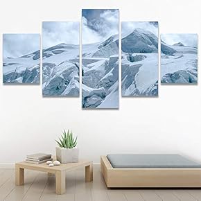 SIGNWIN 5 Panel Canvas Wall Art Snow Mountain...