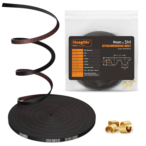 HANGLIFE GT2 Zahnriemen mit Kupfer-Schnalle - Offener Synchronriemen (2mm Teilung) 3D-Drucker-Zubehörteile | 3D-Drucker-Riemen - 9mm x 5M HANGLIFE GT2 Zahnriemen mit Kupfer-Schnalle - Offener Synchronriemen (2mm Teilung) 3D-Drucker-Zubehörteile | 3D-Drucker-Riemen - 9mm x 5M