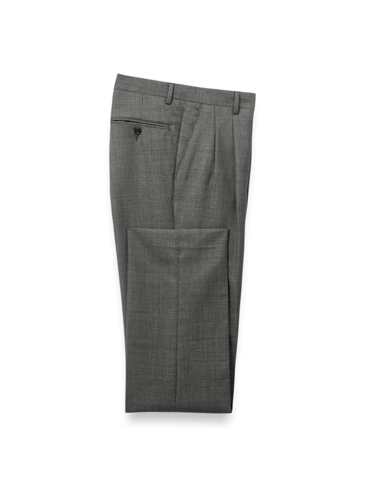 Paul Fredrick Mens Wool Sharkskin Pleated Pants