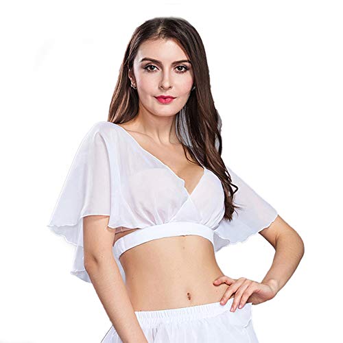Maillot de danse du ventre en mousseline blanc anti-transpiration