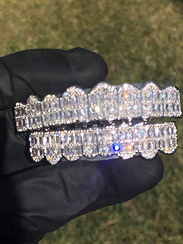 14k Baguette Set White Joker Gold Grillz for Mouth Top Bottom Hip Hop Teeth Grills for Teeth Mouth Grillz for Mouth Top Bottom Hip Hop 8 Teeth Grills for Teeth Mouth Set3