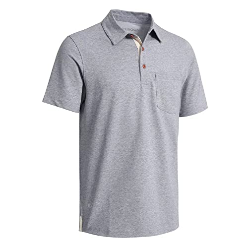 Mens Long and Short Sleeve Polo Shirts Pocket Casual Solid Cotton Blend Drop Cut Collared Polo Shirts for Men