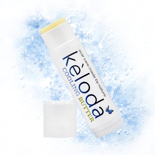 KELODA Scar & Keloid Removal Butter Stick with Menthol, Cooling Balm for Painful, Irritated & Itching Scars & Keloids from Piercings & Burn, With Cocoa, Shea Cream Butter, Coconut & Jojoba Oil