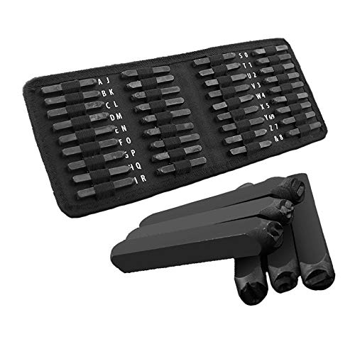 IRISFLY 36Pcs Carbon Steel Metal Number and Letter Stamp Set,DIY Stamping Punch Tool Set Kit- 1/8\" (3mm)