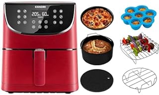 COSORI Friteuse sans Huile à Air Chaude 5,5L, Air Fryer avec 11 Programmes & Accessoires de Friteuse sans Huile 5,5 Litre, Plateau à Pizza/Corbeille à Pain/Support en Métal/Moule à Cake