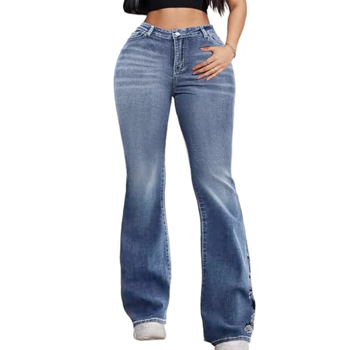Plus Size Flare Jeans for Women Bootcut Jeans for Women Stretchy Bell Bottom Jean for Womens Embroidered Wide Leg2