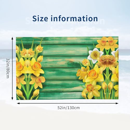 Serviette de bain microfibre anti odeur séchage rapide motif fleurs jonquilles