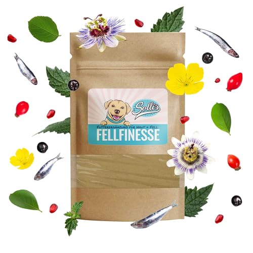 Sollis Fellfinesse | Fellwechselunterstützung für Hunde | Gegen Juckreiz, Dermatitis & Haarausfall | Unterstützung für Haut & Fell von Hunden | 100g