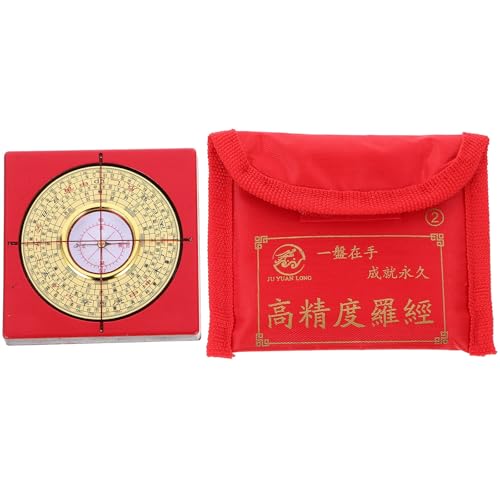 Brújula portátil de cobre TOYANDONA roja de estilo antiguo chino