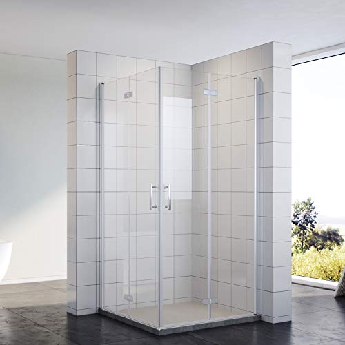 Preisvergleich Produktbild SONNI Duschkabine 80x80x195cm Eckeinstieg Falttür Duschabtrennung, 6mm ESG
