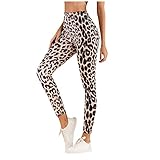 druck hosen sommer Material: Polyester BYOGAZT Damen Leopard Druckhose Elastische Übung Fitness Laufen Hohe Taille Sport Knöchellange Frauen Yoga Leggings M.