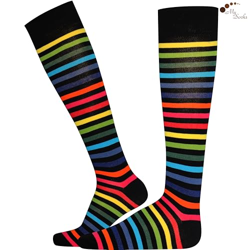 Image of Mysocks Unisex Extra Fine Combed Cotton Rainbow Socks | Seamless Toe | Reflect Your Style | Make Your Steps Enjoyable