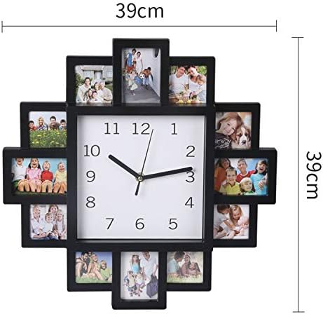 Taylor & Brown 12 Multi Aperture Modern Collage Photo Family Picture Frame & Time Wall Mounted Clock - 2 In 1 for Friends/Family, Black