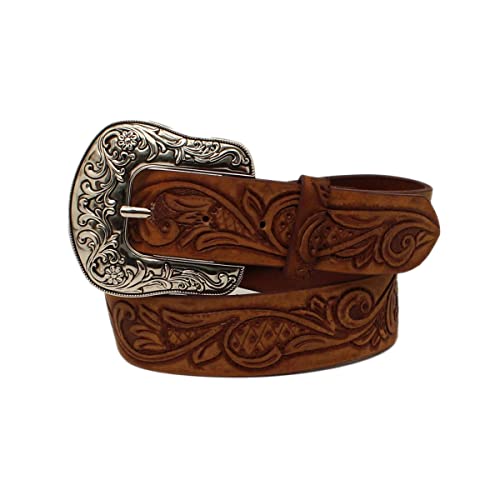 ARIAT Women's Embossed Leather Belt, Small, Brown