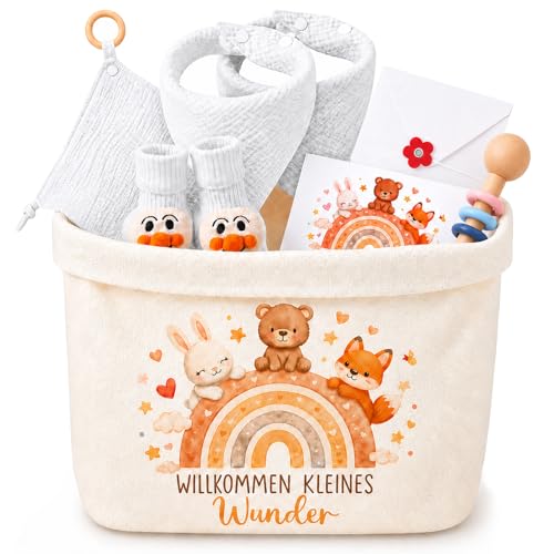 Cadeau de naissance pour bébé garçon : ensemble doudou et sac