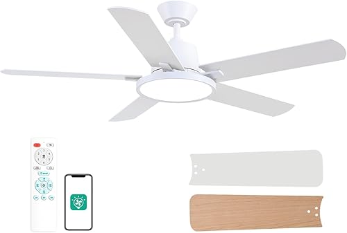 Miniatura 11 de Orison Ventiladores de techo con luces, ventilador de techo de 52 pulgadas de perfil bajo con luz de fondo RGB, ventilador de techo empotrado con