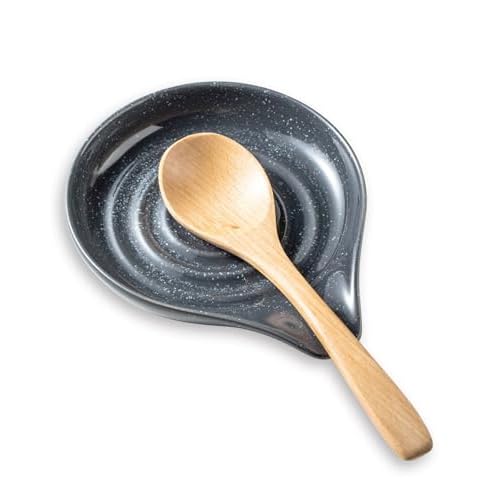 LAUCHUH Spoon Rest for Stove Top, Ceramic Spoon Holder 5" Kitchen Spatula Rest for Countertop Large Holder for Ladle, Spatula, Spoons or Tongs, Christ