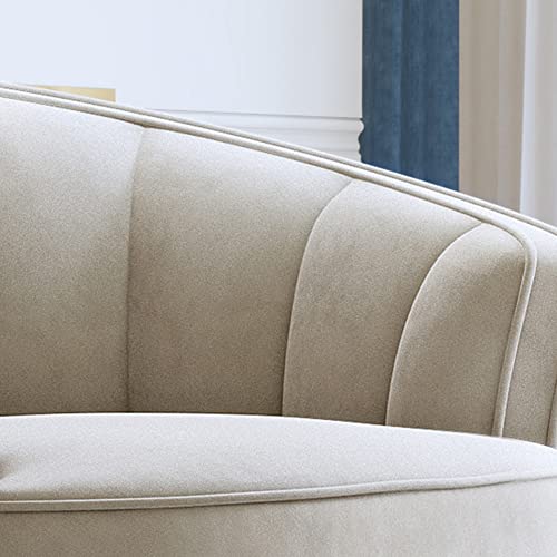 Polib Modern Barrel Chair, Comfy Beige Velvet Leisure Accent Chair Upholstered Armchair Vanity Chair For Bedroom, Living Room, Meeting Room #TOP6