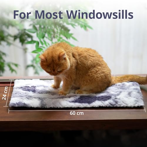 Cat Window Bed 60 x 24 cm, Cat Window Hammock, Sill Non-Slip Pet Self-warming Mat for Windowsill, Self Heated Pet Blantket Machine Washable - Image 4