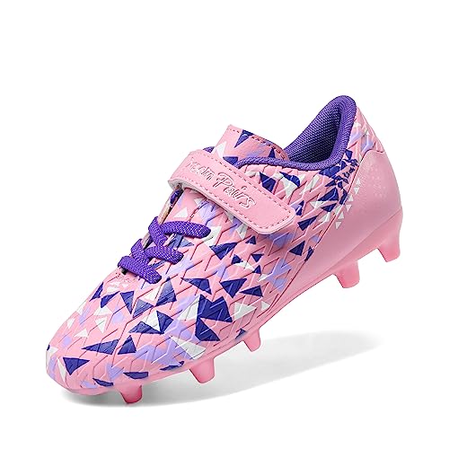 DREAM PAIRS Boys Girls Soccer Cleats Kids Football Shoes for Little/Big Kid 7 Toddler Pink/Purple