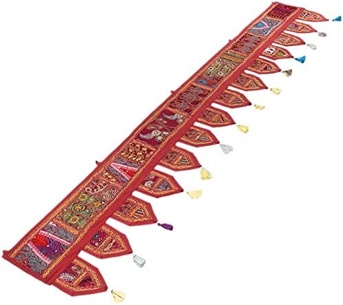 Eyes of India Decorative Patchwork Boho Throw Pillow Cover, Colorful Bohemian Cushion Case for Sofa Couch, Handmade Accent Bedroom Living Room (DT-Burgundy, 78" x 14")